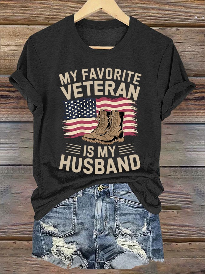 Women's 'My Favorite Veteran Is My Husband' Print T-Shirt
