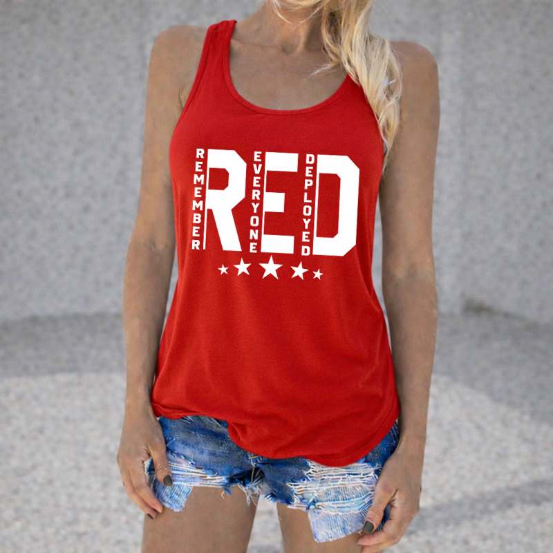 Women's Red Friday Print Casual Vest