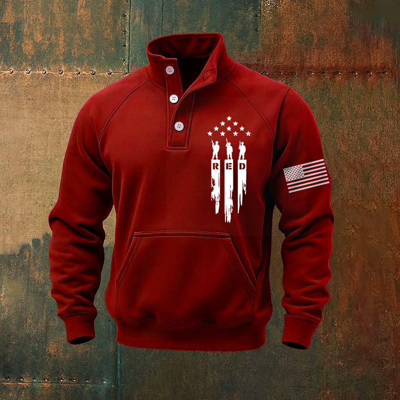 US Veteran Red Friday Print Casual Men's Sweatshirt