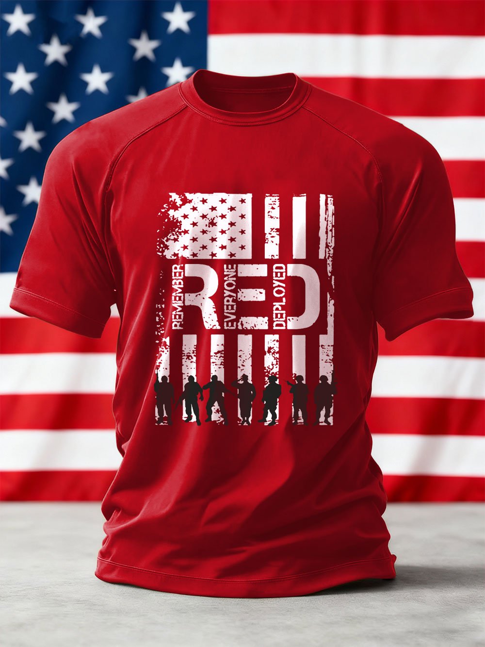 Men's We'll Wear Red to Remember Them Printed Crew Neck Short Sleeve T-shirt