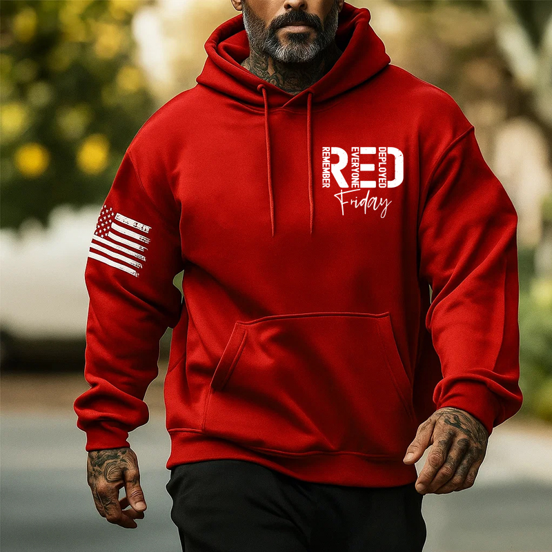 Veteran Red Friday Print Casual Men's Hooded