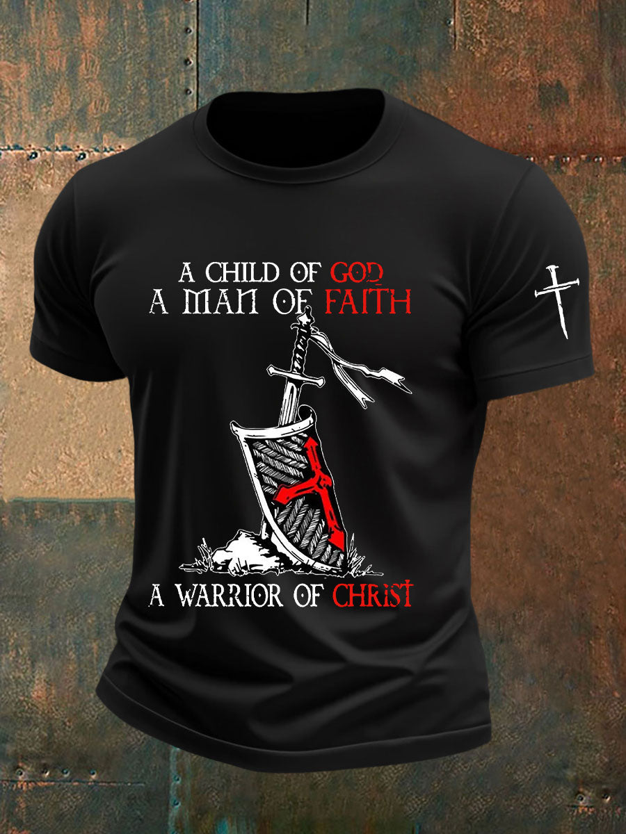 Men's A Man Of Faith Printed Casual T-shirt